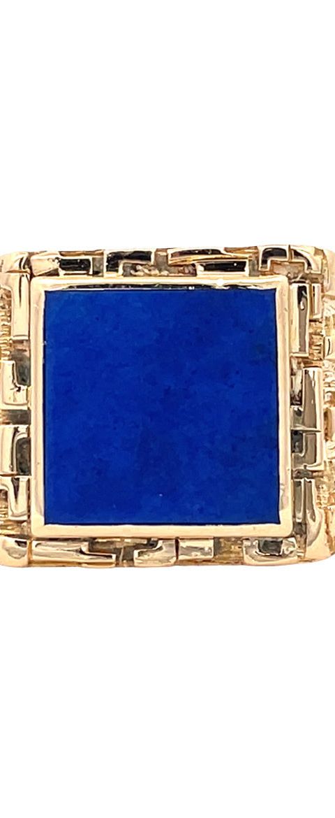 Vintage 18K Gold Signet Ring with Lapis Lazuli